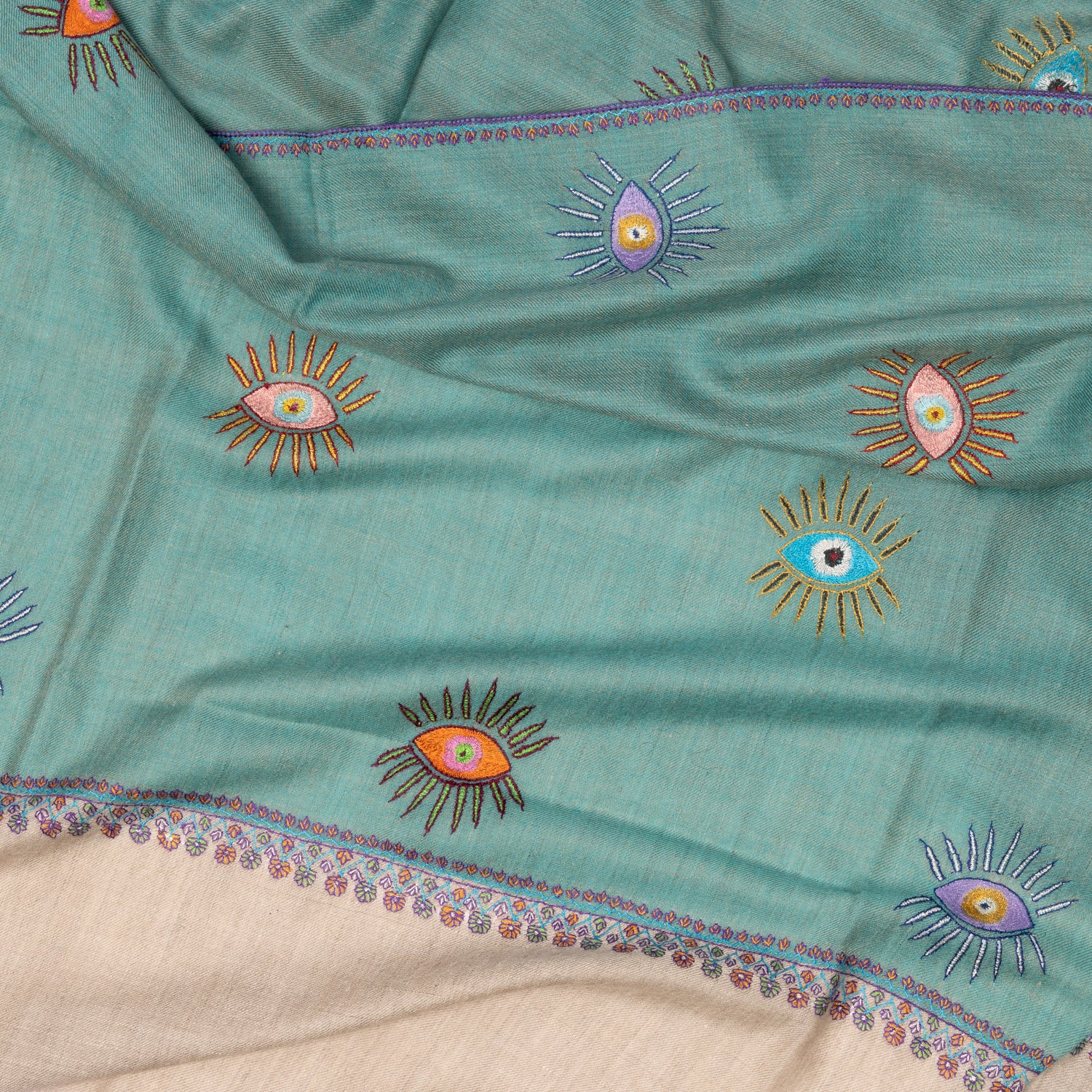 Scarf "SHIMLA" made from the Finest Hand-Embroidered Pashmina Cashmere - purely handmade